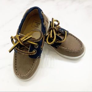 Brown and navy boat shoes -Janie and jack